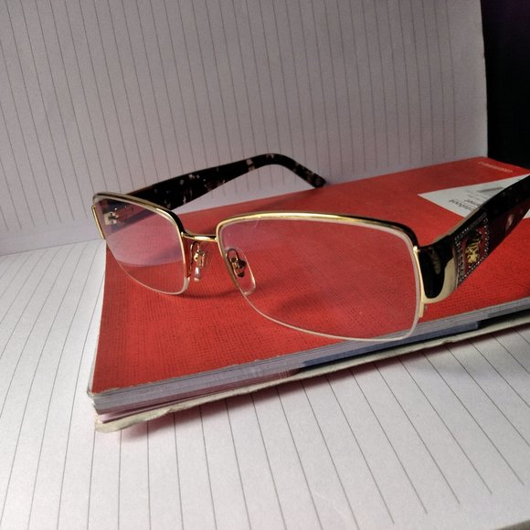 VERSACE EYEGLASSES gold color with box